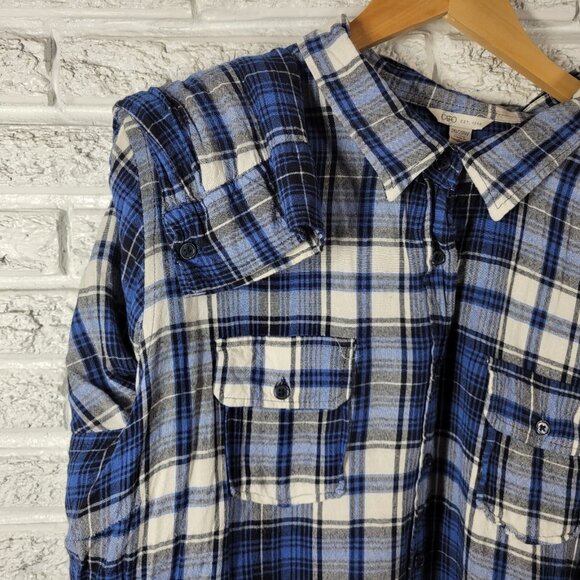 Cato Est 1946 Women Top 26W 28W Plus Long Sleeve Blue Plaid Pockets PLA68E - Picture 5 of 8